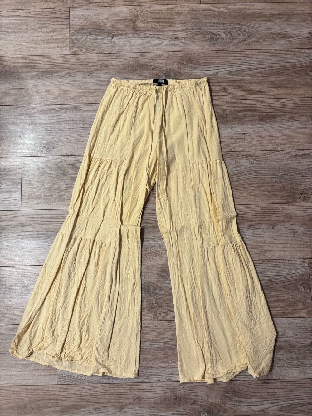 Butter Yellow Tiered Flare Pants Size Medium